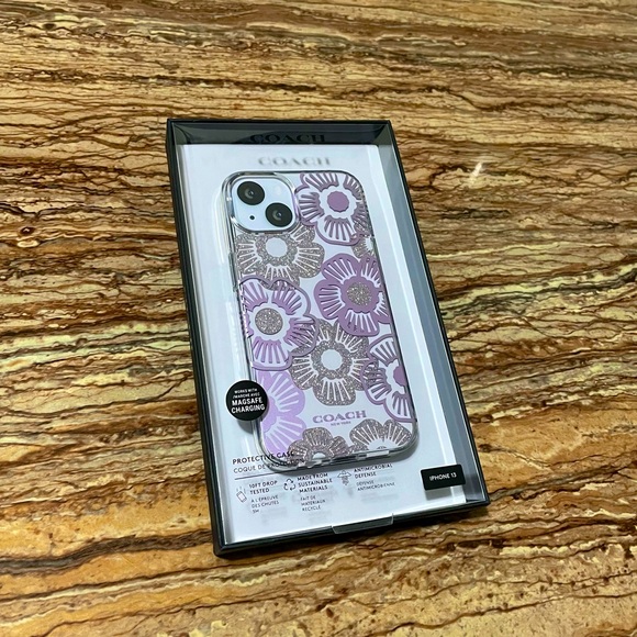 Coach MagSafe Phonecase For iPhone 13 Purple Silver Floral Phone Case Cover - Picture 3 of 6